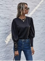 Buttoned Cuff Gigot Sleeve Blouse