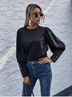 Buttoned Cuff Gigot Sleeve Blouse