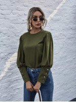 Buttoned Cuff Gigot Sleeve Blouse