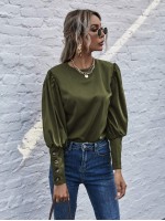 Buttoned Cuff Gigot Sleeve Blouse