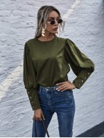 Buttoned Cuff Gigot Sleeve Blouse