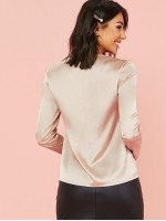 Draped Neck Solid Satin Top