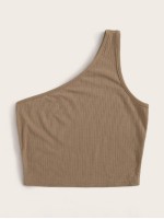 Ribbed One-Shoulder Top