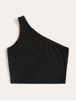 Ribbed One-Shoulder Top