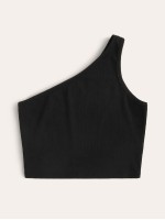 Ribbed One-Shoulder Top