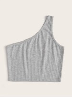 Ribbed One-Shoulder Crop Top