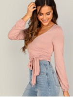 Surplice Wrap Knot Crop Tee