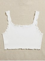 Lettuce Trim Rib-knit Crop Top