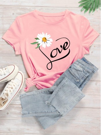 Daisy And Letter Graphic Tee