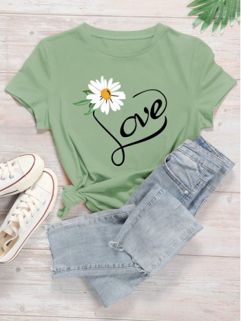 Daisy And Letter Graphic Tee