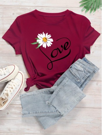 Daisy And Letter Graphic Tee