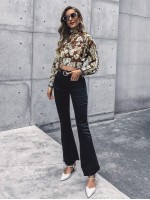 Allover Floral Print Crop Blouse