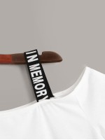 Figure Print Asymmetrical Shoulder Letter Taped Tee