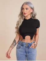 Asymmetrical Ring Hem Crop Tee