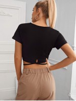 Wraparound Self-Tie Crop Top