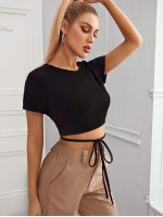 Wraparound Self-Tie Crop Top