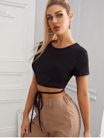 Wraparound Self-Tie Crop Top