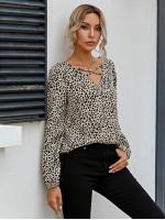 All Over Print Criss Cross Blouse