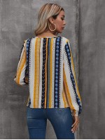 Geo Striped Criss Cross Blouse