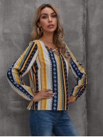 Geo Striped Criss Cross Blouse