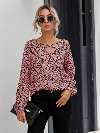 Dalmatian Criss Cross Neck Blouse