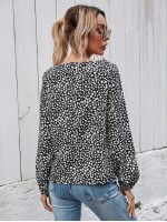 All Over Print Criss Cross Blouse