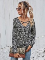 All Over Print Criss Cross Blouse