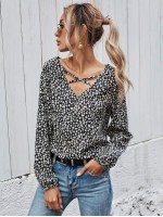 All Over Print Criss Cross Blouse