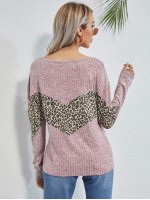 Leopard Chevron Print Drop Shoulder Tee