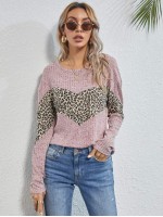 Leopard Chevron Print Drop Shoulder Tee