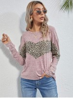 Leopard Chevron Print Drop Shoulder Tee