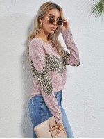 Leopard Chevron Print Drop Shoulder Tee