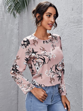 Floral Print Round Neck Top