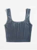 Solid Crop Velvet Tank Top