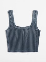 Solid Crop Velvet Tank Top