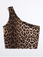 Leopard One Shoulder Crop Top