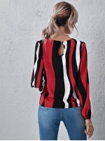 Lantern Sleeve Colorblock Top