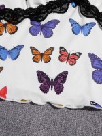 Contrast Lace Butterfly Print Cami Top