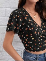 Ditsy Floral Tie Side Crop Top