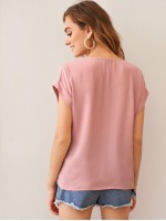 Cuffed Sleeve Solid Top