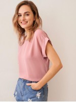 Cuffed Sleeve Solid Top