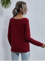 V-neck Drop Shoulder Solid Tee