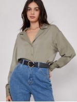 Button Front Drop Shoulder Blouse