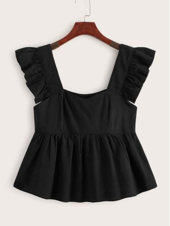 Ruffled Sweetheart Neck Peplum Top