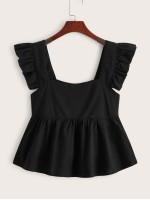 Ruffled Sweetheart Neck Peplum Top