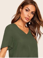 V-neck Solid Tunic Top