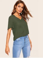 V-neck Solid Tunic Top