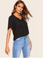 Solid V-neck Top