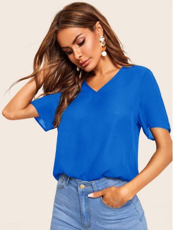 Solid Short Sleeve Top