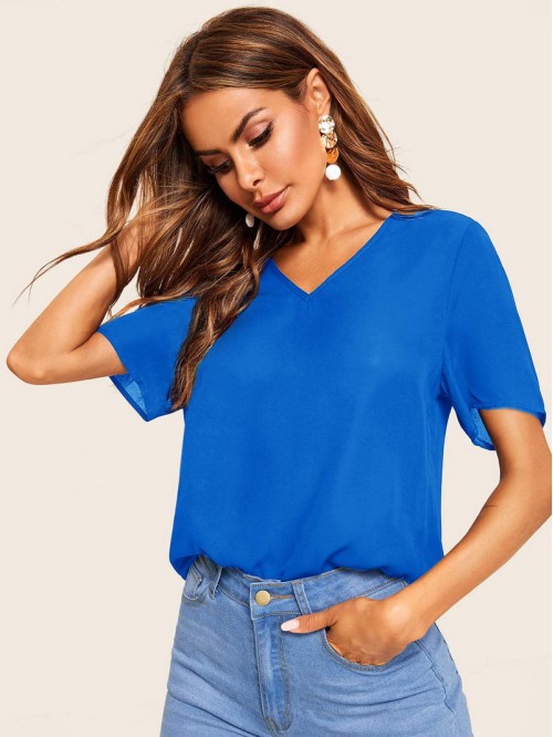 Solid Short Sleeve Top